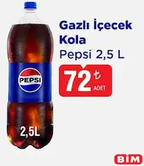 PEPSİ KOLA GAZLI İÇECEK 2,5 L fiyat ve kampanya bilgisi